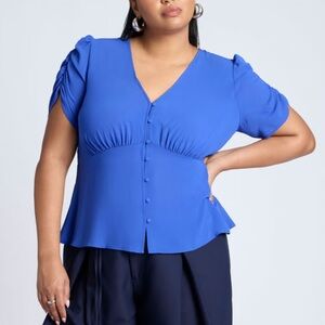 Eloquii Royal Blue V-Neck Blouse